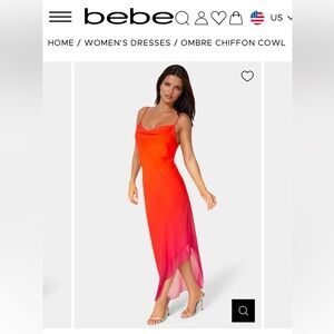 bebe Red Ombre Chiffon Dress